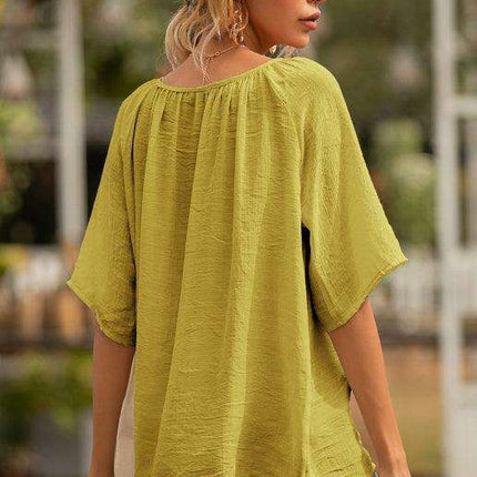 Elegant Square Neck Pleated Blouse - All-Occasion Women's Top