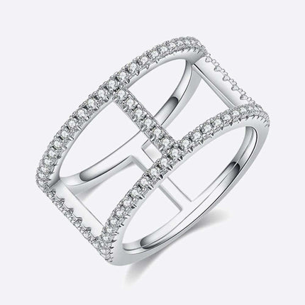 Elegant Sterling Silver Ring with Dazzling Lab-Created Diamond Stone - Très Elite