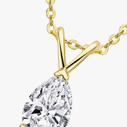 Elegant Sterling Silver Teardrop Pendant Necklace with Lab-Created Diamonds