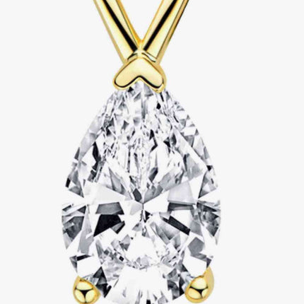 Elegant Sterling Silver Teardrop Pendant Necklace with Lab-Created Diamonds