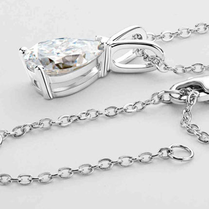 Elegant Sterling Silver Teardrop Pendant Necklace with Lab-Created Diamonds