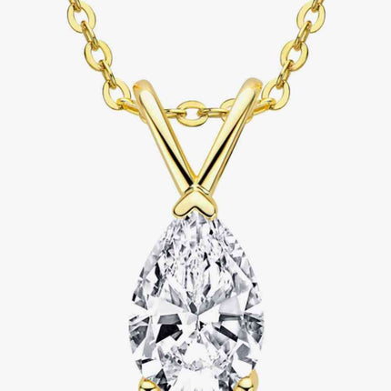 Elegant Sterling Silver Teardrop Pendant Necklace with Lab-Created Diamonds