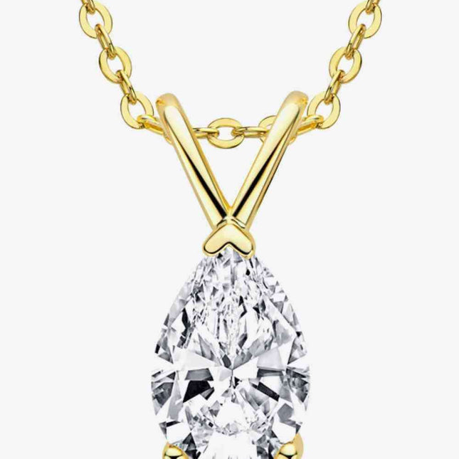 Elegant Sterling Silver Teardrop Pendant Necklace with Lab-Created Diamonds