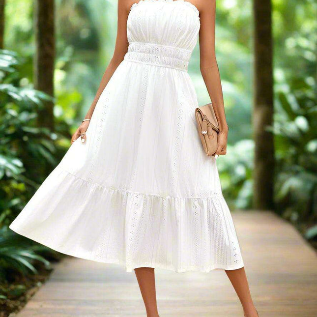 Elegant Strapless Taffeta Cocktail Dress with Lace Detailing for Women