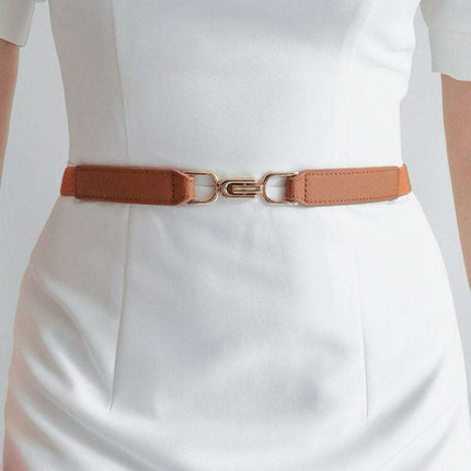 Elegant Stretch Belt with Distinctive Metal Buckle - High-Quality PU Leather - Très Elite