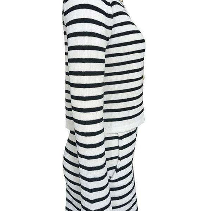 Elegant Striped Knit Cardigan & Shorts Set - Cozy Chic Lounge Outfit - Très Elite
