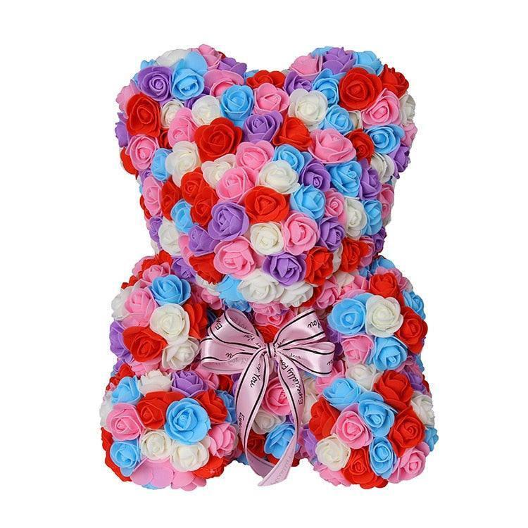 Elegant Teddy Rose Bear with Artificial Blooms - Perfect Gift for Cherished Moments- Très Elite