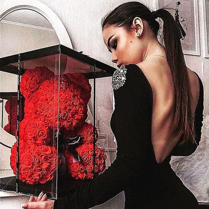 Elegant Teddy Rose Bear with Artificial Blooms - Perfect Gift for Cherished Moments - Très Elite