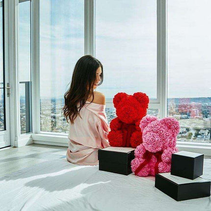 Elegant Teddy Rose Bear with Artificial Blooms - Perfect Gift for Cherished Moments - Très Elite