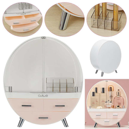 Elegant Transparent Makeup Organizer with Dual Magnetic Doors