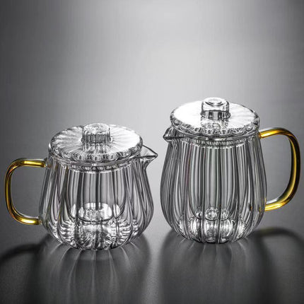 Elegant Transparent Stripe Glass Teapot Set for Authentic Chinese Tea Rituals - Très Elite