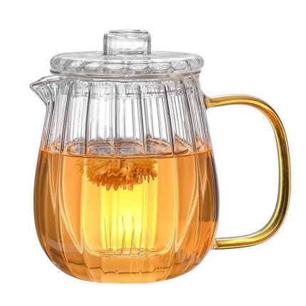 Elegant Transparent Stripe Glass Teapot Set for Authentic Chinese Tea Rituals - Très Elite