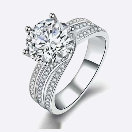 Elegant Triple-Layer Moissanite and Zircon Silver Ring Set - Très Elite