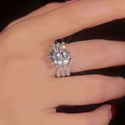 Elegant Triple-Layer Moissanite and Zircon Silver Ring Set - Très Elite
