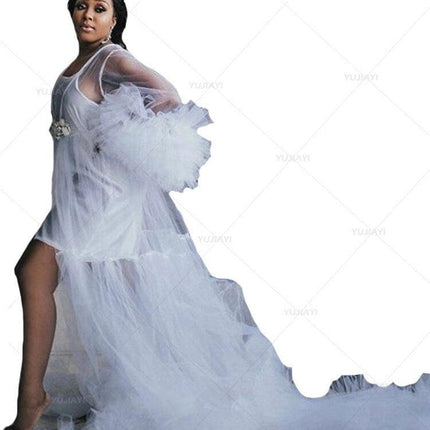 Elegant Tulle Maternity & Bridal Nightwear Robe
