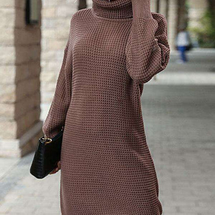Elegant Turtleneck Knit Dress: Your Cozy Companion for Fall and Winter - Très Elite