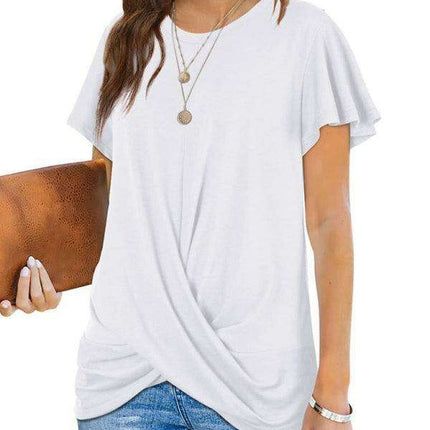 Elegant Twist-Front Crewneck Tee for Effortless Style
