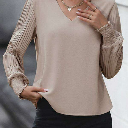 Elegant V-Neck Long Sleeve Blouse for Women - Timeless Style - Très Elite