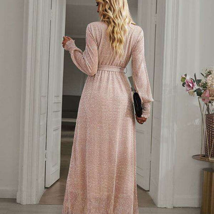 Elegant V-Neck Long Sleeve Midi Dress - Classic Women's Style - Très Elite