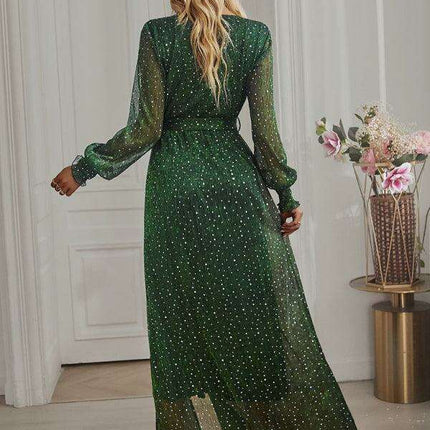 Elegant V-Neck Long Sleeve Midi Dress - Classic Women's Style - Très Elite