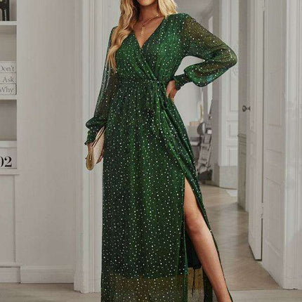 Elegant V-Neck Long Sleeve Midi Dress - Classic Women's Style - Très Elite