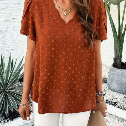 Elegant V-Neck Ruffle Sleeve Blouse - Essential for Every Modern Woman's Closet - Très Elite
