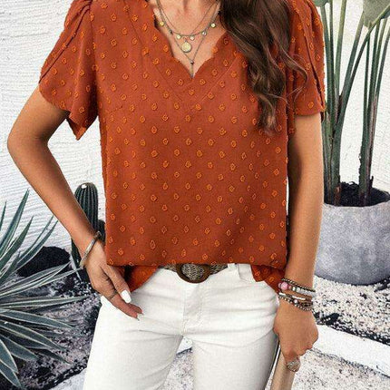 Elegant V-Neck Ruffle Sleeve Blouse - Essential for Every Modern Woman's Closet - Très Elite