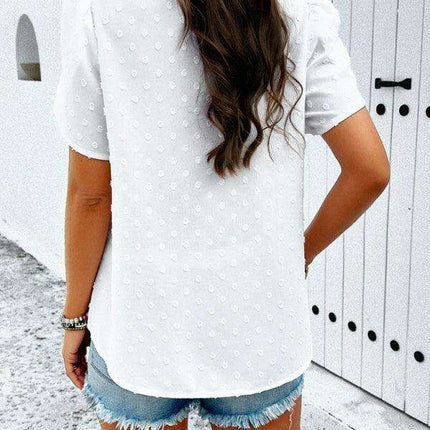 Elegant V-Neck Ruffle Sleeve Blouse - Essential for Every Modern Woman's Closet - Très Elite
