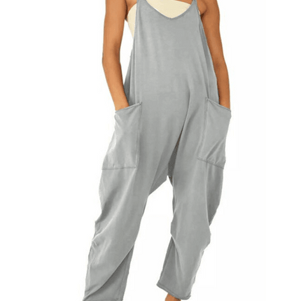 Elegant V-Neck Utility Jumpsuit with Handy Pockets: A Must-Have for Women