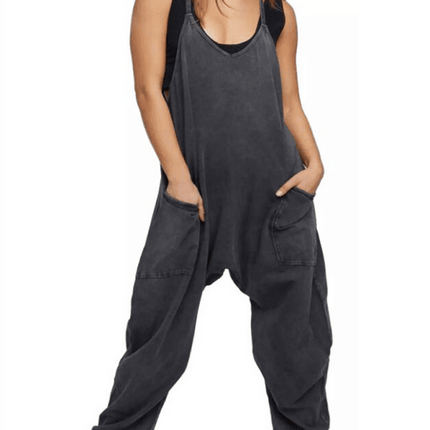 Elegant V-Neck Utility Jumpsuit with Handy Pockets: A Must-Have for Women
