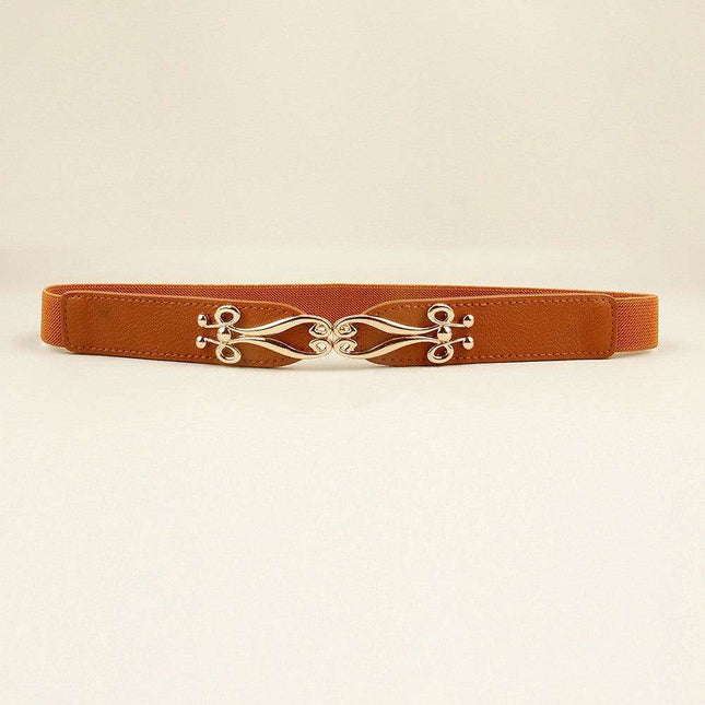 Elegant Versatile Elastic Belt with Stylish Alloy Buckle for Fashion-Forward Looks