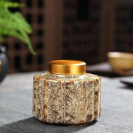 Elegant Vintage Chinese Ceramic Tea Storage Caddies - Set of 2 in Green & Black- Très Elite- Très Elite