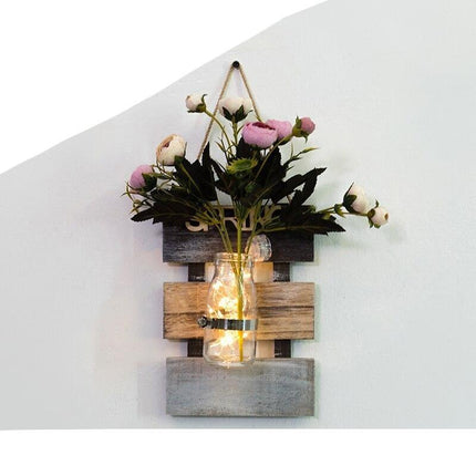 Elegant Wall-Mounted Hydroponic Planter with Scindapsus in Glass and Wood