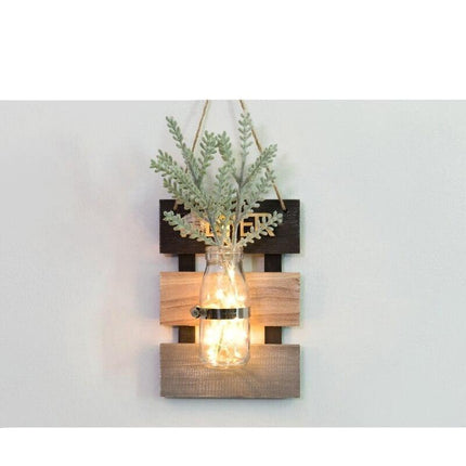 Elegant Wall-Mounted Hydroponic Planter with Scindapsus in Glass and Wood