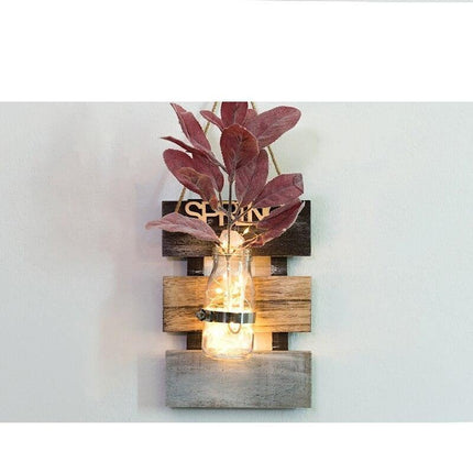 Elegant Wall-Mounted Hydroponic Planter with Scindapsus in Glass and Wood