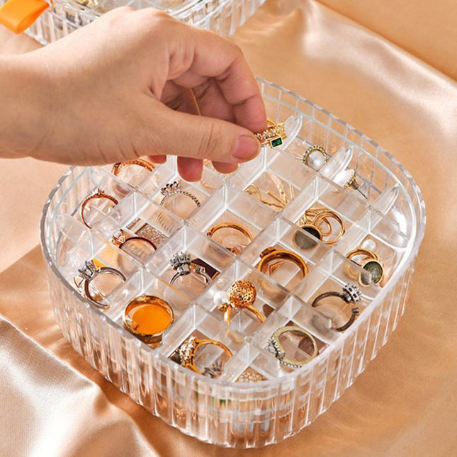 Elegant Waterproof Jewelry Organizer Box with Stackable Transparent Compartments