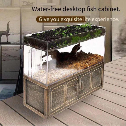Elegant White Betta Fish Aquarium with Stylish Wooden Stand - Très Elite