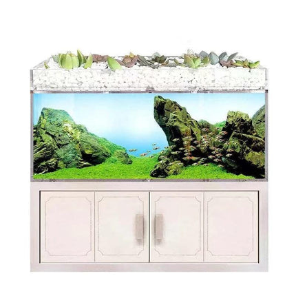 Elegant White Betta Fish Aquarium with Stylish Wooden Stand - Très Elite