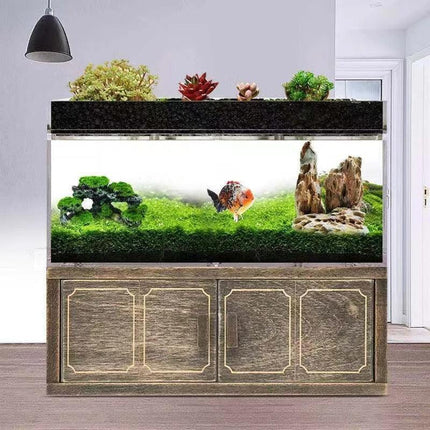 Elegant White Betta Fish Aquarium with Stylish Wooden Stand - Très Elite
