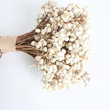 Elegant White Dried Floral Bouquet with Mini Fruits for Home and Event Styling - Très Elite