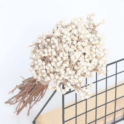 Elegant White Dried Floral Bouquet with Mini Fruits for Home and Event Styling - Très Elite