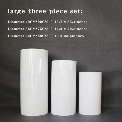 Elegant White and Gold Cylinder Display Pedestals Set - Très Elite