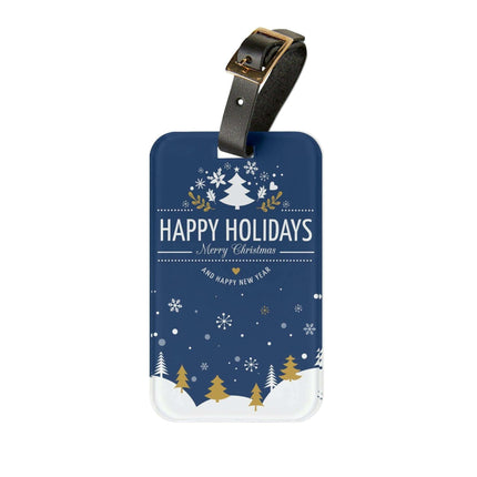 Elegant Winter Journey Luggage Tag: Stylish Acrylic & Leather Accessory for Your Travels - Très Elite