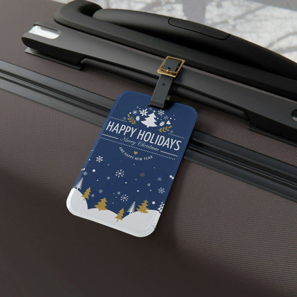 Elegant Winter Journey Luggage Tag: Stylish Acrylic & Leather Accessory for Your Travels - Très Elite