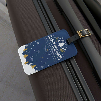 Elegant Winter Journey Luggage Tag: Stylish Acrylic & Leather Accessory for Your Travels - Très Elite