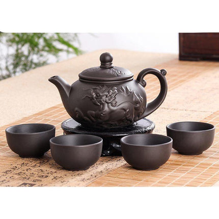 Elegant Yixing Dragon Purple Clay Tea Set - A Tribute to Traditional Kung Fu Tea Craftsmanship - Très Elite
