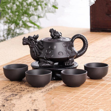 Elegant Yixing Dragon Purple Clay Tea Set - A Tribute to Traditional Kung Fu Tea Craftsmanship - Très Elite
