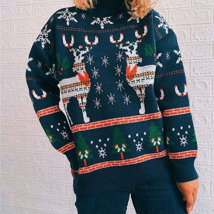 Elk Snowflake Christmas Jumper for Women