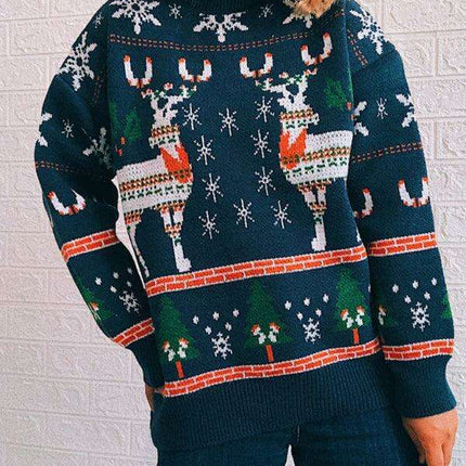 Elk Snowflake Christmas Jumper for Women