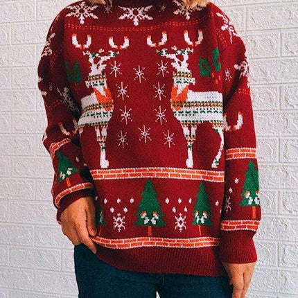 Elk Snowflake Christmas Jumper for Women